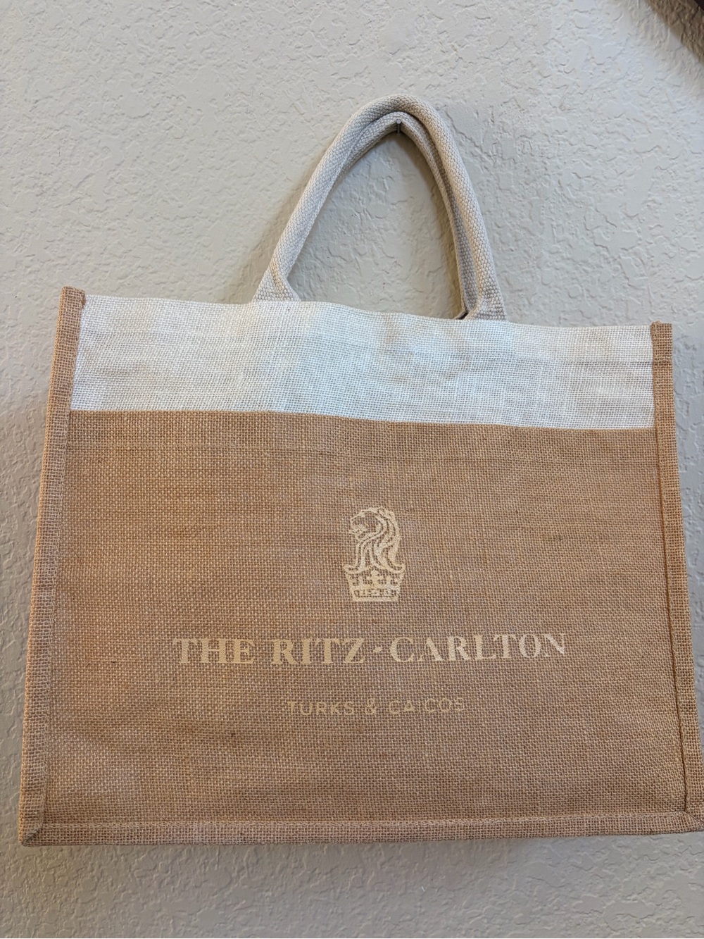 The Ritz-Carlton Jute Tote Bag in Tan and Cream